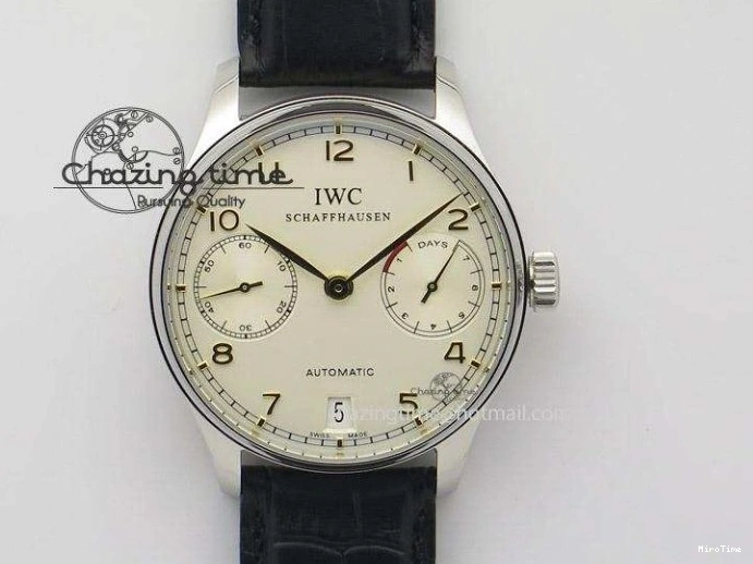 MIROTIME 0313 Modern Portuguese IW371404 ZF V3 1:1 Best Edition SS Black Dial On Black Leather Strap A 7267